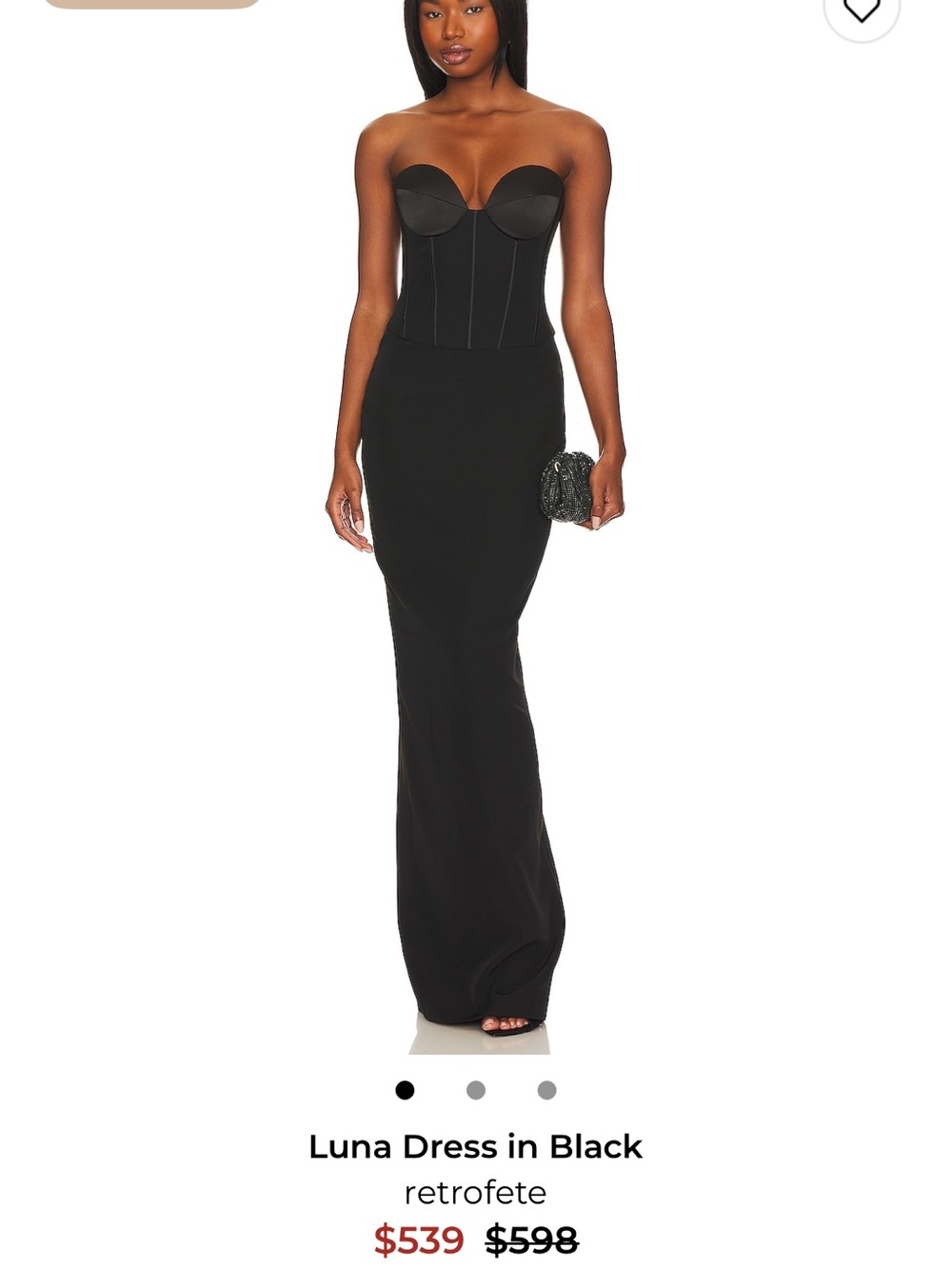 Retrofête Luna Dress Black Strapless Corset Gown Size S